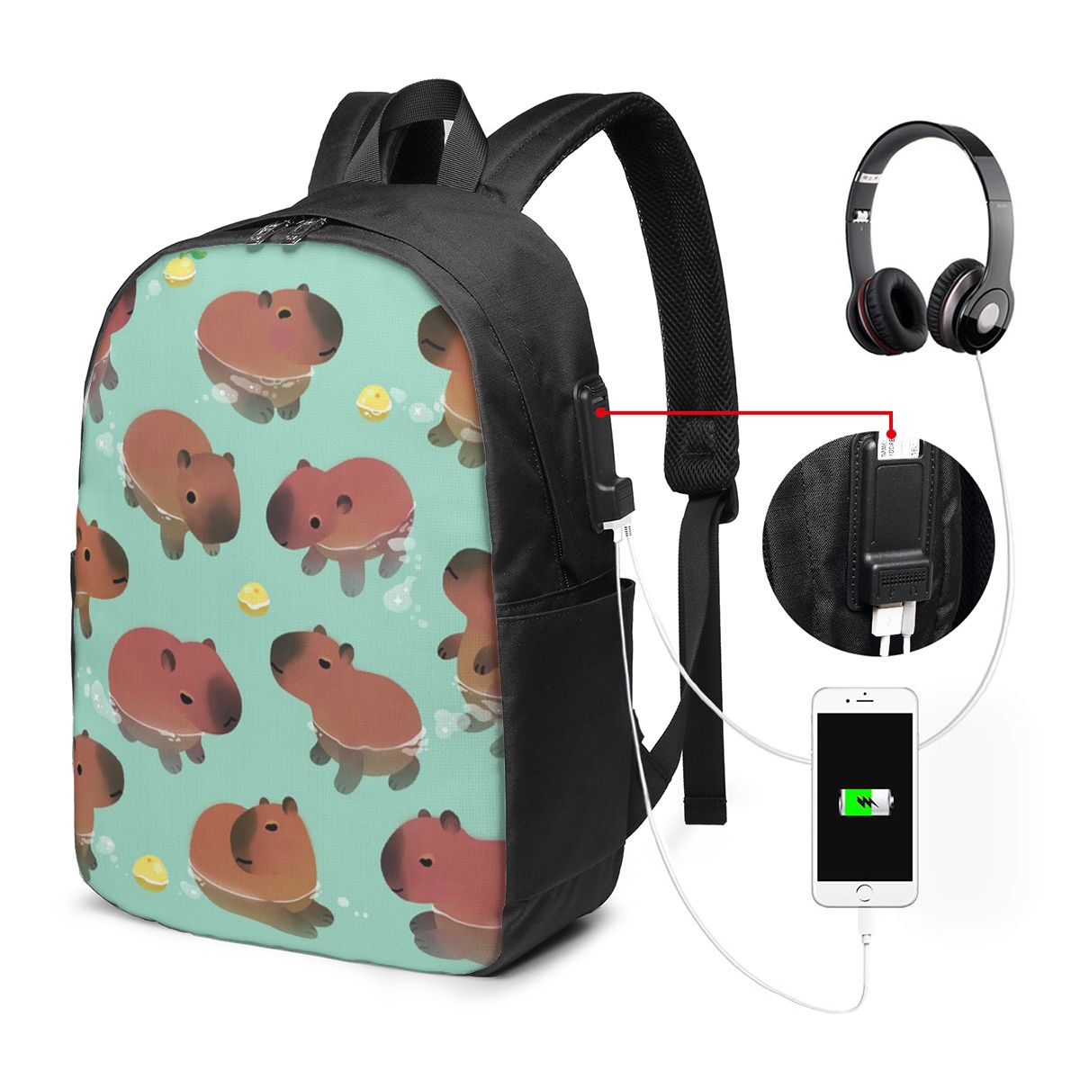Laptop Bag - Capybara Animal Pattern Backpack Travel Notebook