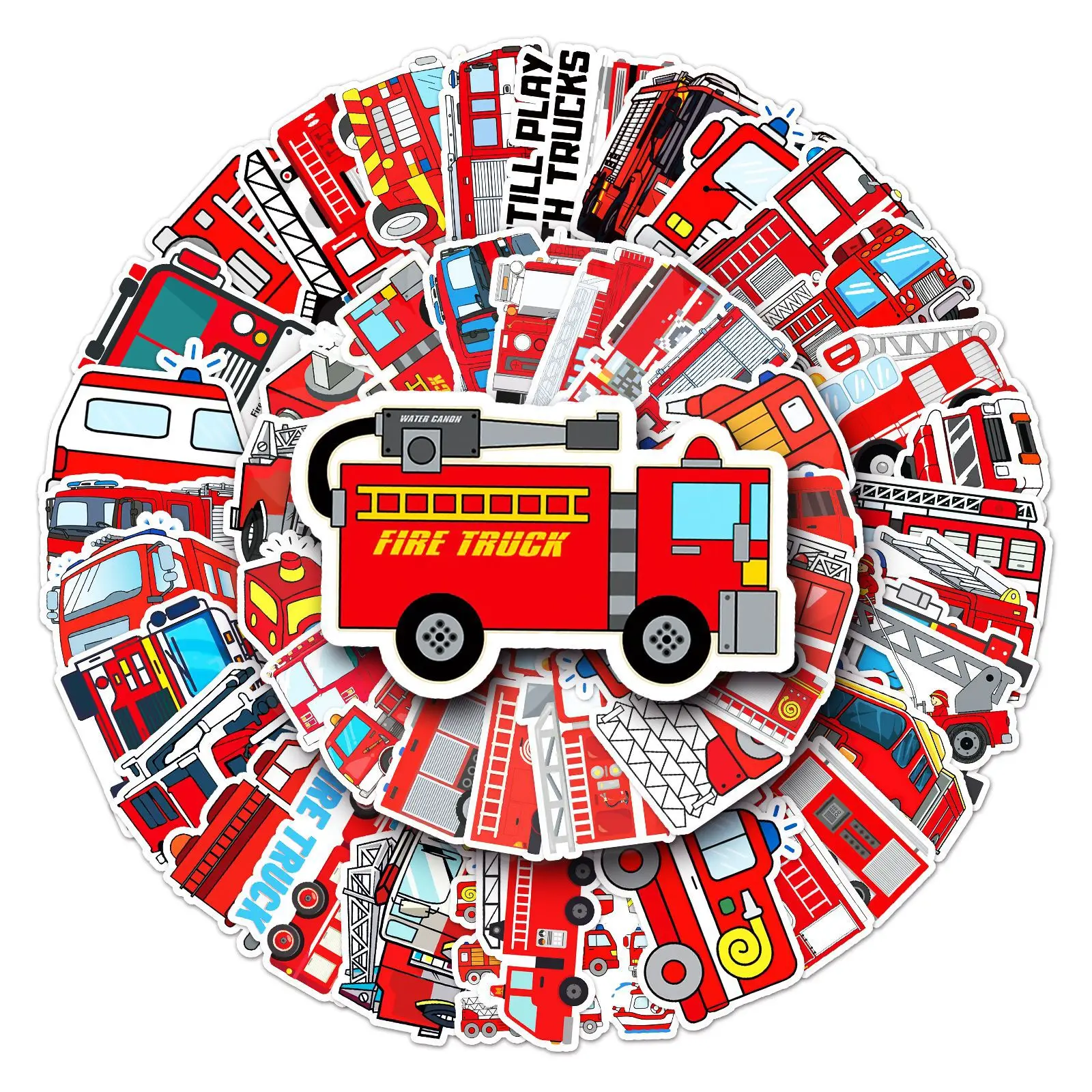 50PCS Fire Truck Vinyl Sticker - Laptop Original Accessories ulasan dan harga