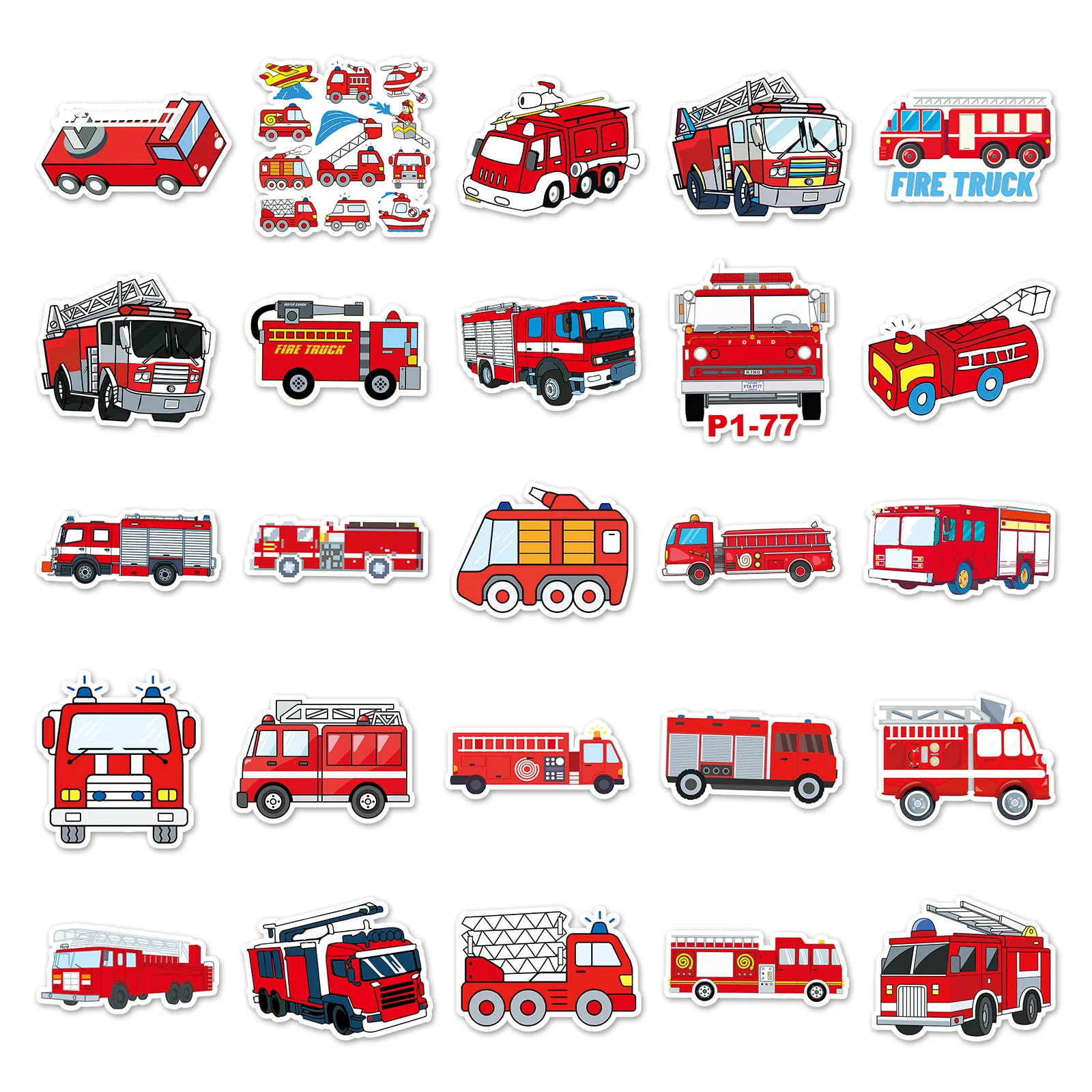 50PCS Fire Truck Vinyl Sticker - Laptop Original Accessories ulasan dan harga