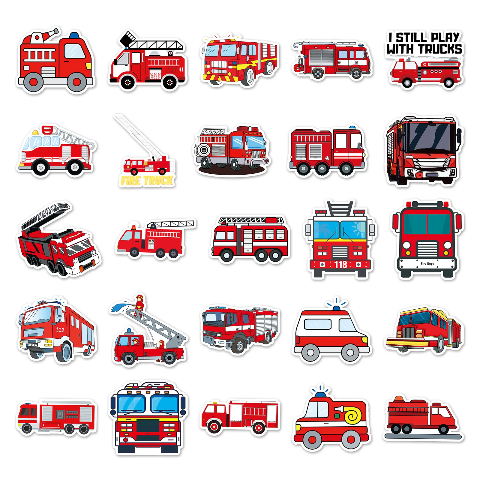 50PCS Fire Truck Vinyl Sticker - Laptop Original Accessories ulasan dan harga