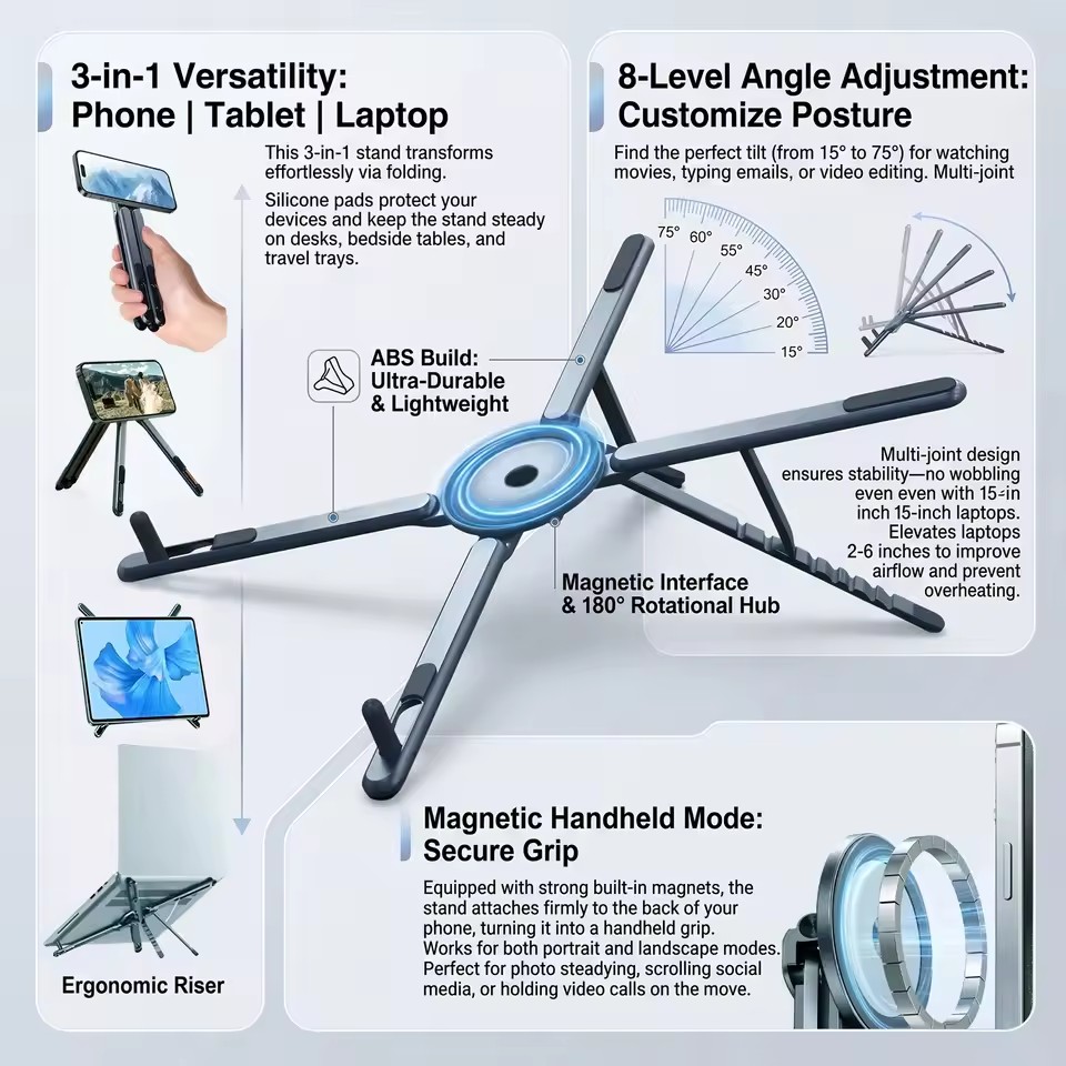 Portable Magnetic Phone Holder - Laptop Stand ulasan dan harga