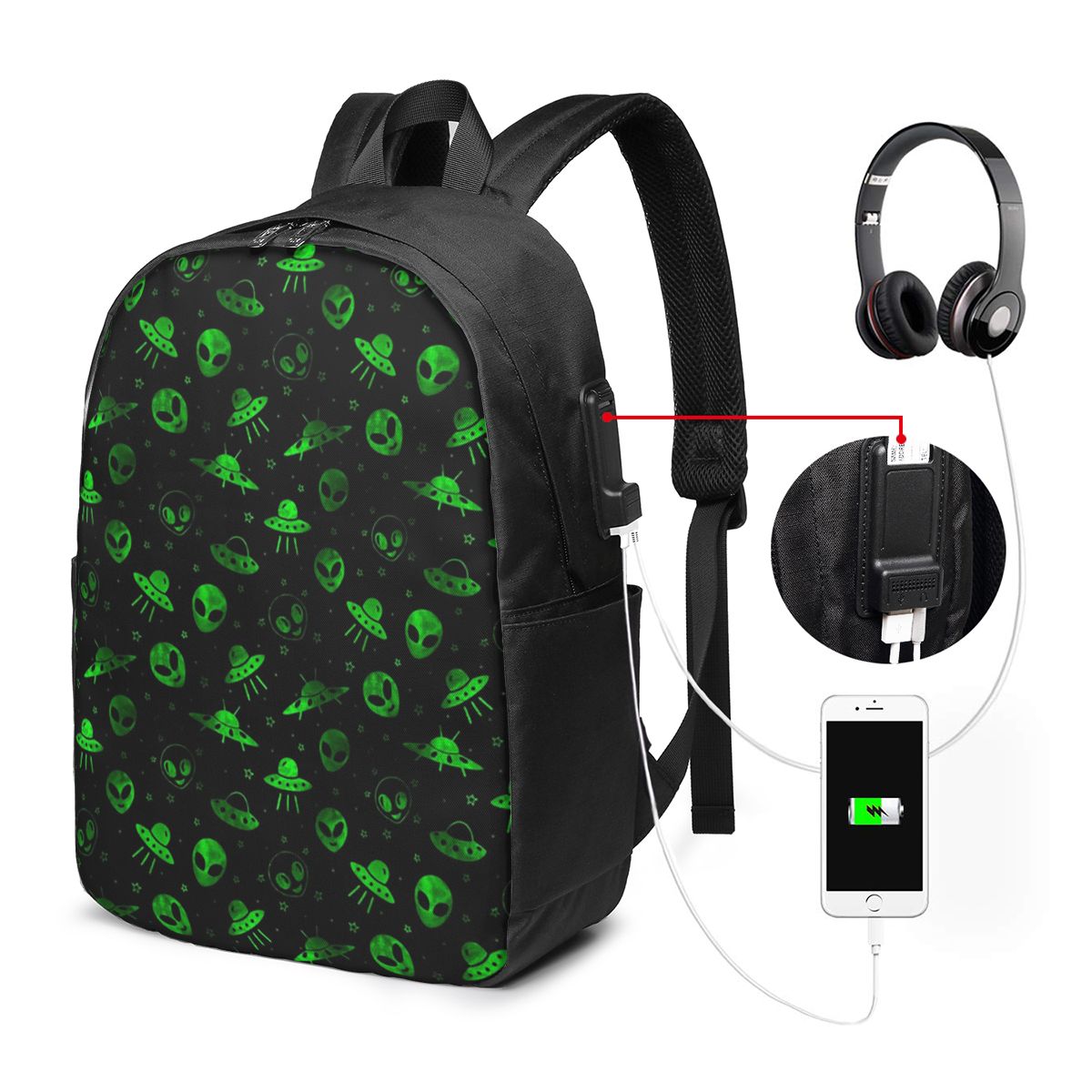 Aliens And UFOs Pattern Backpa - Laptop Bag ulasan dan harga