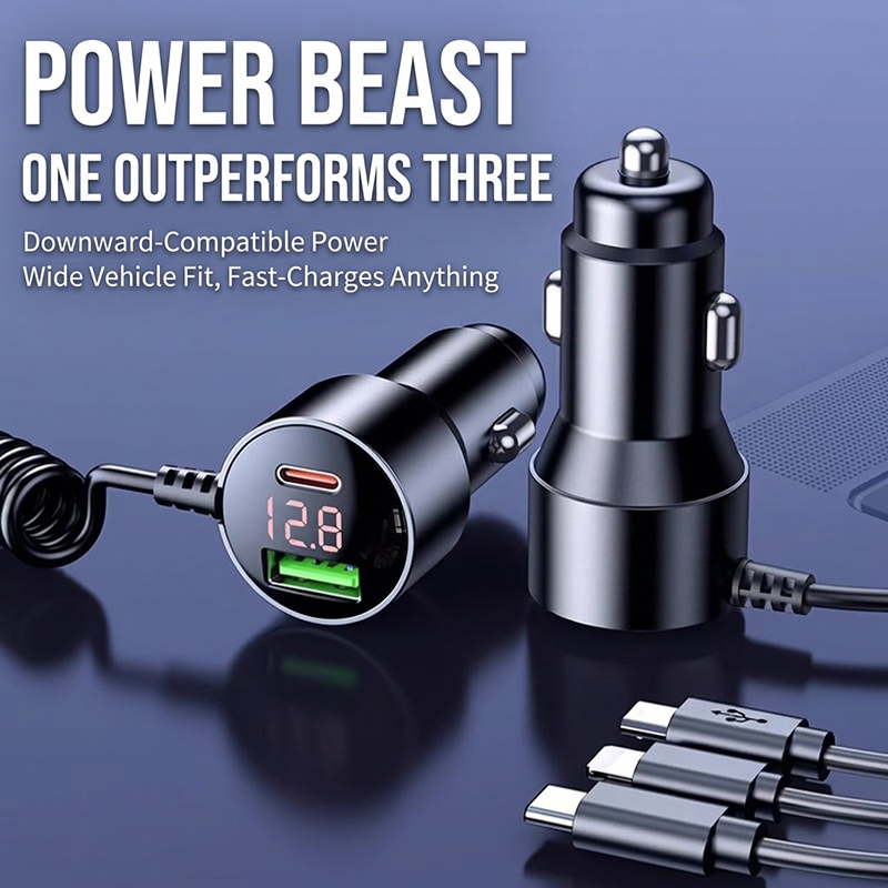 3-in-1 Coiled Car Charger with - Laptop Charger ulasan dan harga