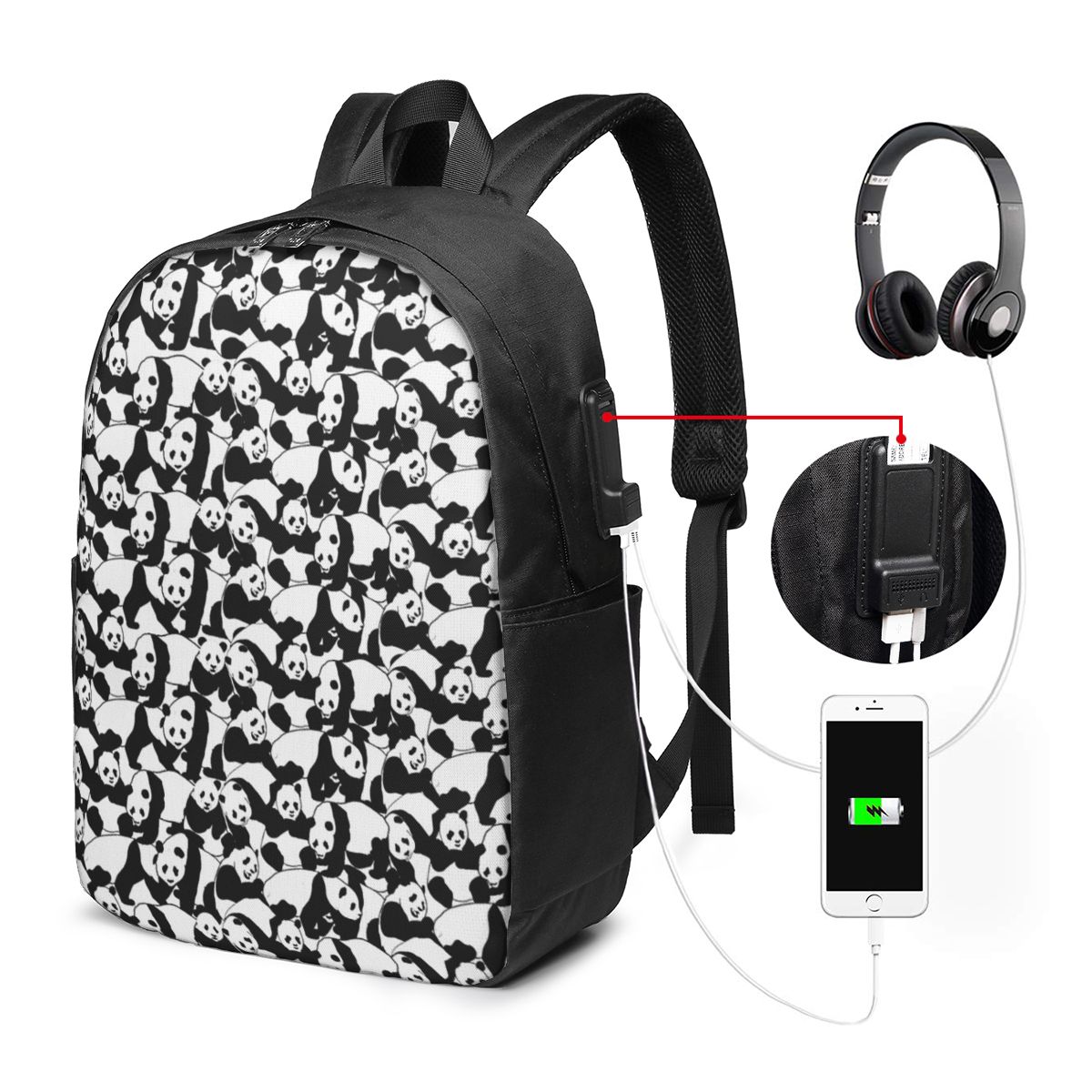 Panda Pattern Backpack Travel  - Laptop Bag ulasan dan harga